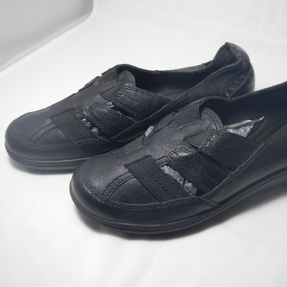 Flex Step Sandal Fisherman Mary Jane Memory Foam Sandals Black EUC PU Leather 8W